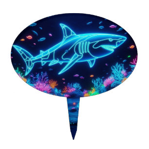 Colorful neon shark  cake topper