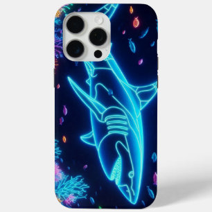 Colorful neon shark  iPhone 15 pro max case