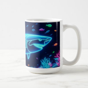 Colorful neon shark coffee mug
