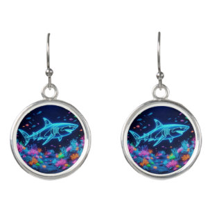 Colorful neon shark  earrings