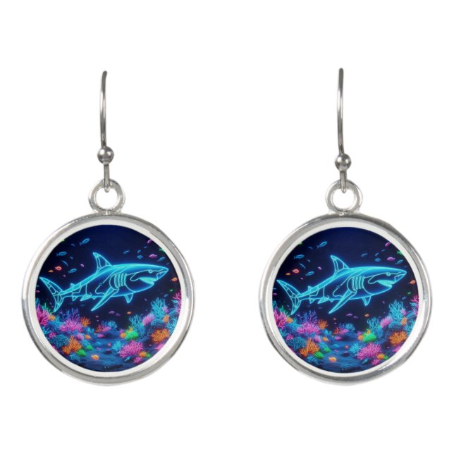 Colorful neon shark  earrings (Front)
