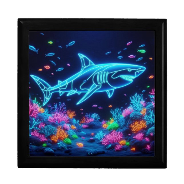 Colorful neon shark  gift box (Front)
