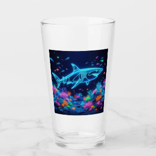 Colorful neon shark  glass