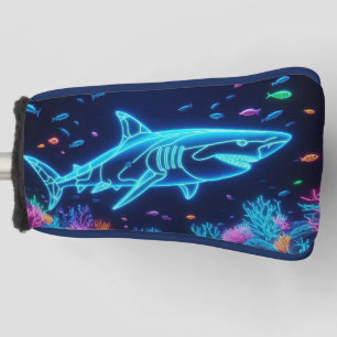 Colorful neon shark  golf head cover