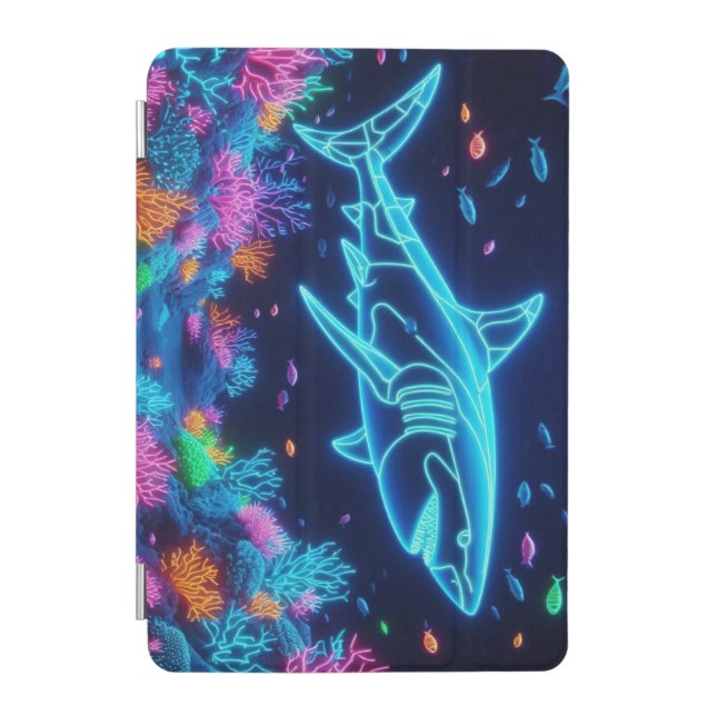 Colorful neon shark  iPad mini cover (Front)