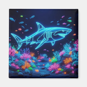 Colorful neon shark  magnet