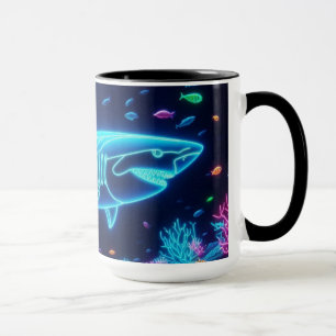 Colorful neon shark  mug