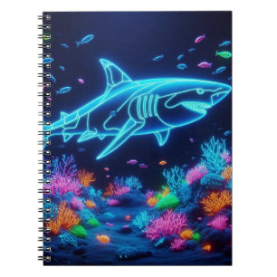 Colorful neon shark notebook