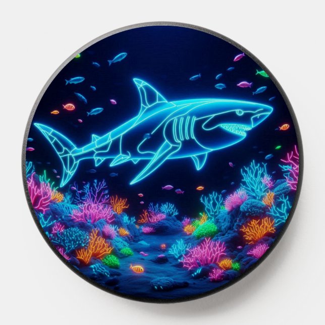 Colorful neon shark PopSocket (Popsocket)