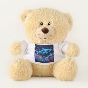 Colorful neon shark  teddy bear