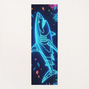 Colorful neon shark  yoga mat