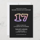 Colorful Neon Sign 17th Trendy Birthday Party Invitation | Zazzle