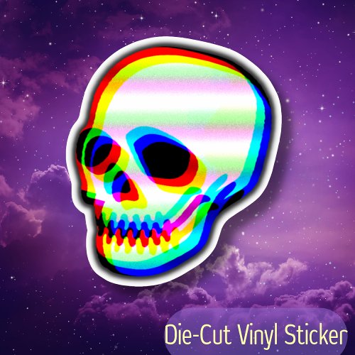 Colorful Neon Skull Art Illustration Halloween Fun Sticker