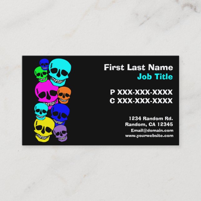 Colorful neon skulls custom cards (Front)