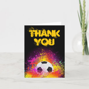 Colorful Neon Soccer Theme Thank You Note Card