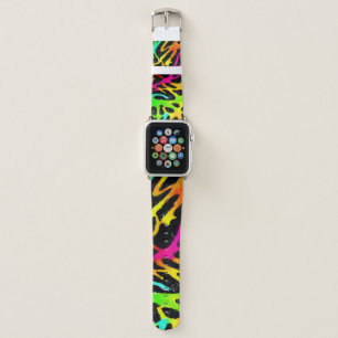 Colorful neon splatter paint design apple watch band