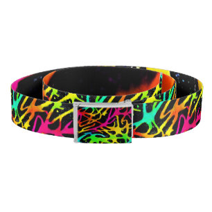 Colorful neon splatter paint design belt