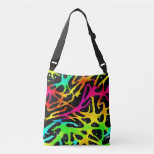 Colorful neon splatter paint design crossbody bag