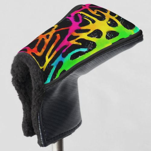 Colorful neon splatter paint design golf head cover