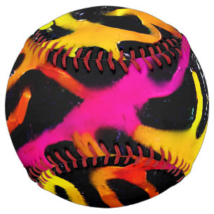 Colorful neon splatter paint design softball