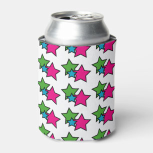 Colorful Neon Star Trio Pattern Can Cooler