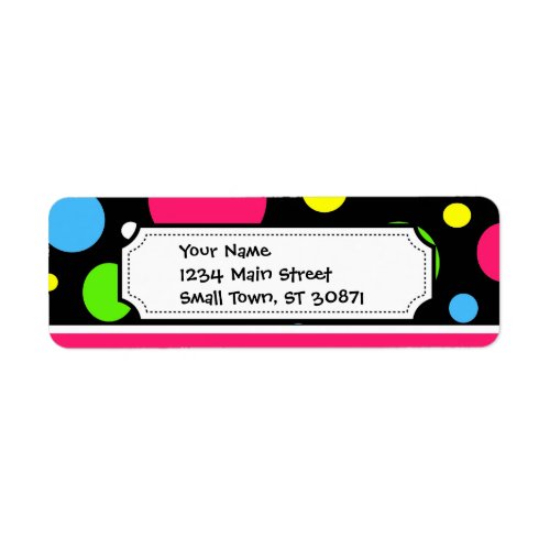 Colorful Neon Stripes Polka Dots Pink Teal Lime Label