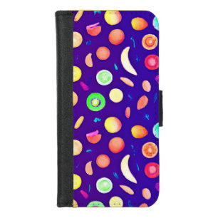 Colorful Neon Tropical Fruit Pattern iPhone 8/7 Wallet Case