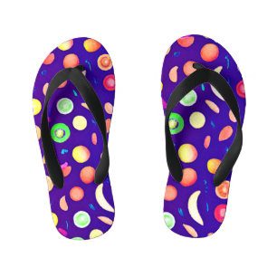 Colorful Neon Tropical Fruit Pattern Kid's Flip Flops