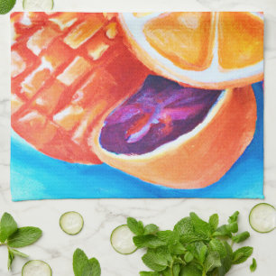 Colorful Neon Tropical Fruits Kitchen Towel