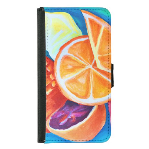 Colorful Neon Tropical Fruits Samsung Galaxy S5 Wallet Case