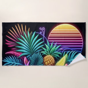 Colorful Neon tropical/Hawaiian Beach Towel