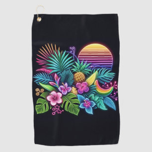 Colorful Neon tropical/Hawaiian Golf Towel