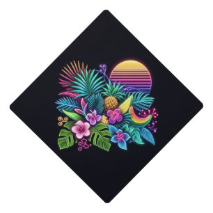 Colorful Neon tropical/Hawaiian Graduation Cap Topper