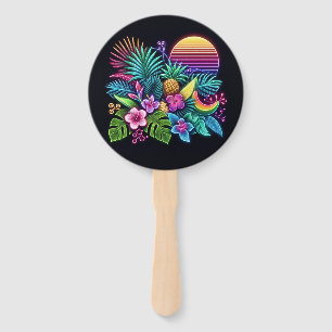 Colorful Neon tropical/Hawaiian Hand Fan
