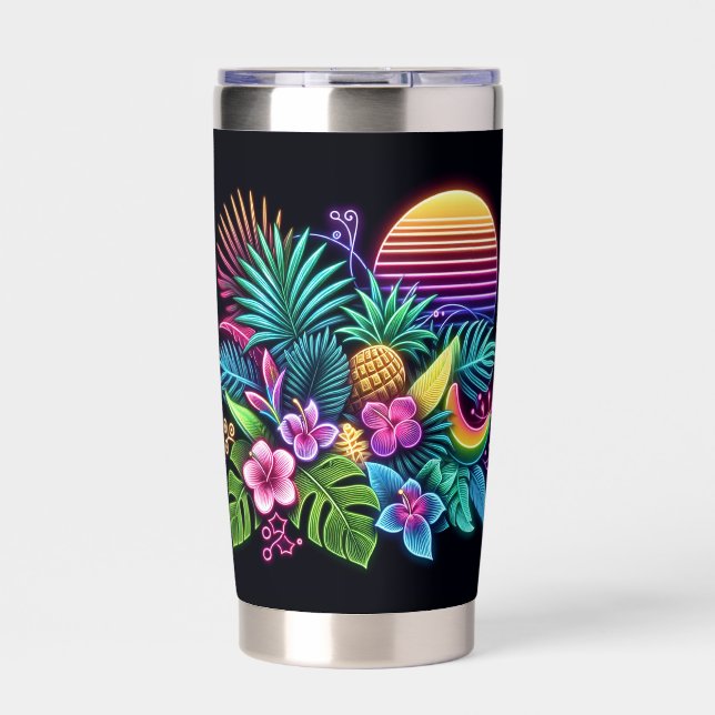 Colorful Neon tropical/Hawaiian Insulated Tumbler (Front)