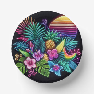 Colorful Neon tropical/Hawaiian Paper Bowls