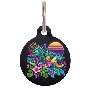 Colorful Neon tropical/Hawaiian Pet ID Tag