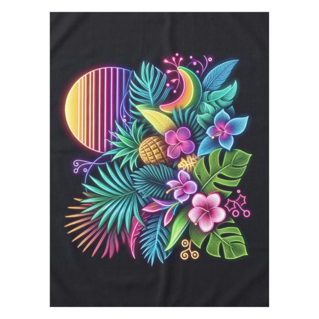 Colorful Neon tropical/Hawaiian Tablecloth (Front)