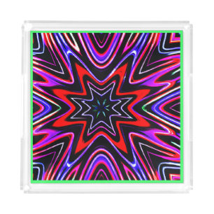 Colorful Neon Vibes Pattern Acrylic Tray