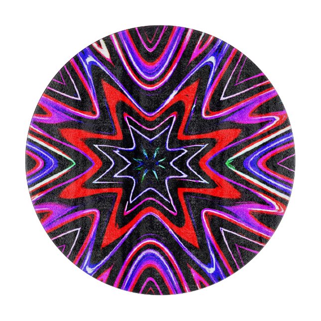 Colorful Neon Vibes Pattern Cutting Board (Front)