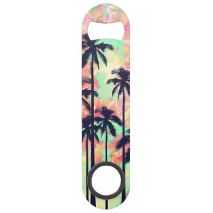 Colorful Neon Watercolor with Black Palm Trees Bar Key