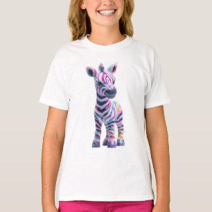 Colorful Neon Zebra Kids T-Shirt