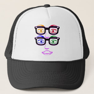 Colorful Nerdy Four Eyes Trucker Hat