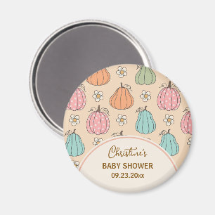 Colorful Neutral Pumpkin Pattern Baby Shower favor Magnet