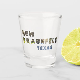 Colorful New Braunfels TX German City Topography Shot Glass