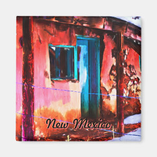 Colorful New Mexico Adobe Building Magnet