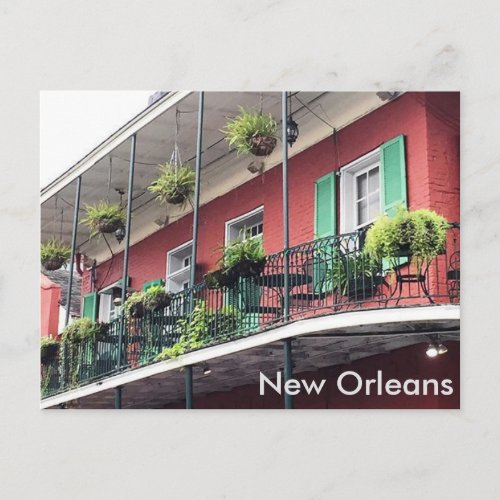 Colorful New Orleans French Quarter Balcony Postcard
