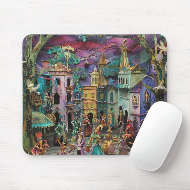 COLORFUL NEW ORLEANS MARDI GRAS SCENE MOUSE PAD (With Mouse)
