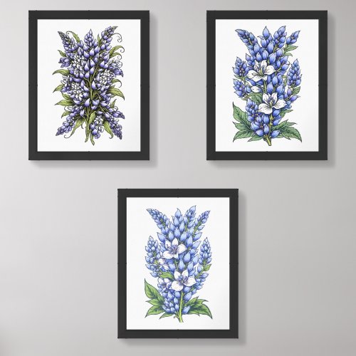 Colorful New School Bouquet of Lupine  Flowers  Wall Art Sets