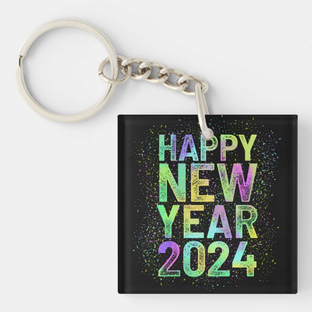 Colorful new year 2024 keychain (Front)